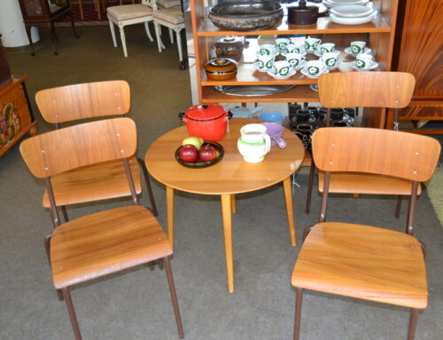 4 stolar stål & teak 60 tal
